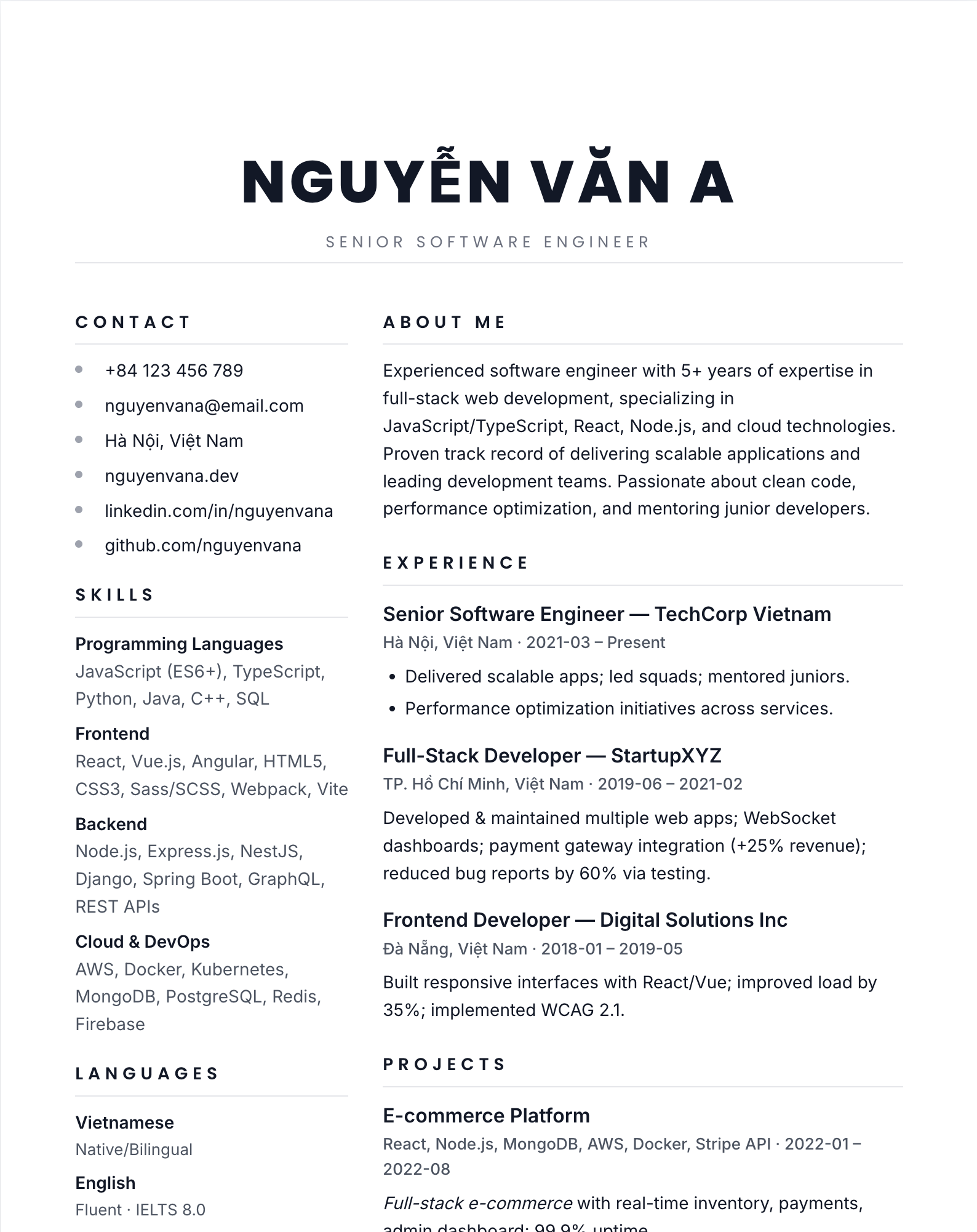 Cv Forom FormCV - Tạo CV Chuyên Nghiệp Miễn Phí | Công Cụ Tạo CV Online Hàng Đầu ...
